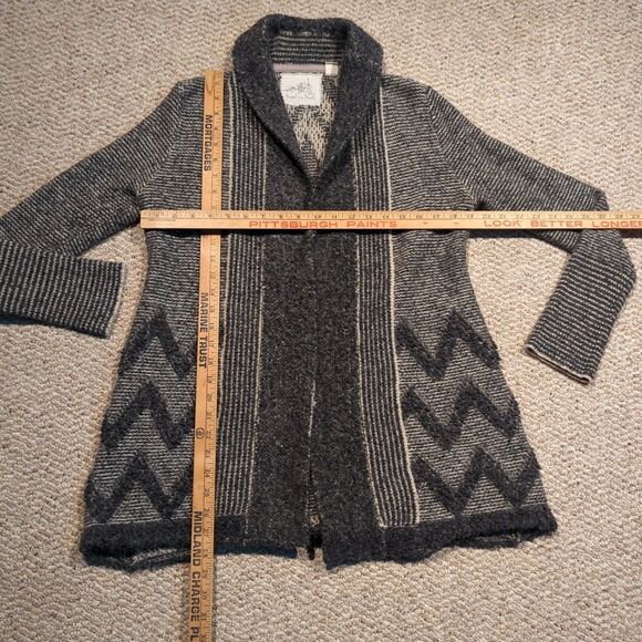 Anthropologie Angel of the North Cardigan Sweater Medium Gray Wool Open Front - Picture 2 of 6